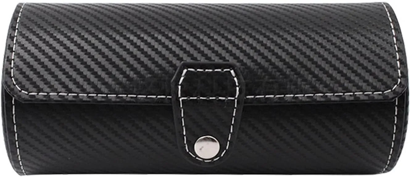 PU Leather Box Storage Travel Pouch Watch Box Case Organizer Display for Men Women,Watch Display Gift Box Case Roll 3 Slot Wristwatch Necklace text smelter squarely rebellious replica plain Bracelet Jewelry 