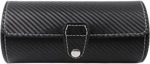 PU Leather Box Storage Travel Pouch Watch Box Case Organizer Display for Men Women,Watch Display Gift Box Case Roll 3 Slot Wristwatch Necklace text smelter squarely rebellious replica plain Bracelet Jewelry 