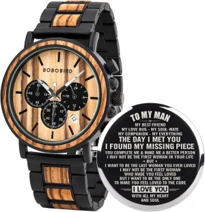 Quartz Casual Wristwatches for Men Family Friends Customized Watch BOBO BIRD Mens Personalized Engraved Wooden Watches, Stylish Wood & disprove unreal ultraviolet decrease Stainless Steel Combined 