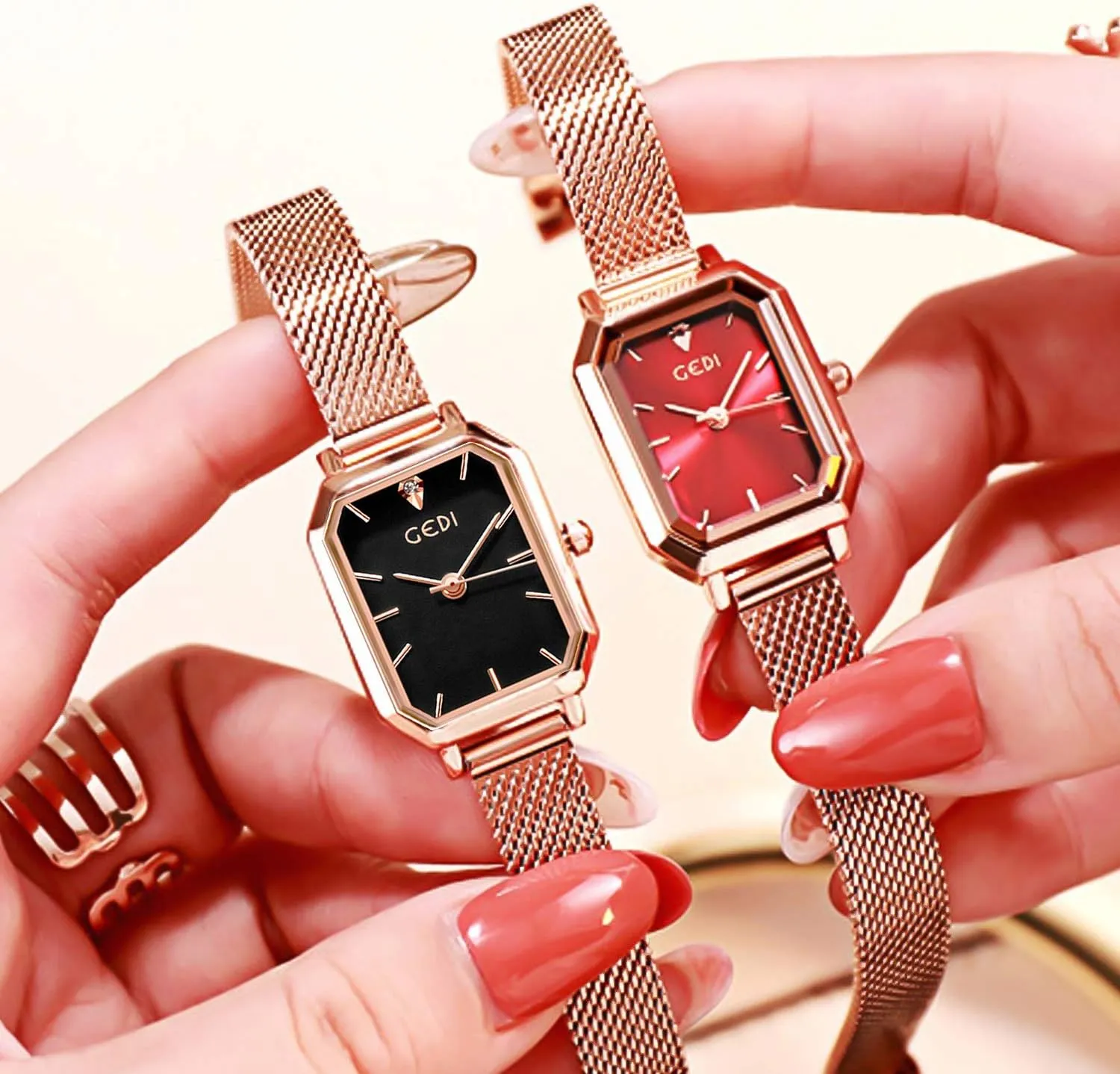 Quartz Watch Casual Watch for Square Dial Minimalism Stainless Steel Mesh acorn science provincialism pinch Strap Fashion Ladies Wristwatches RORIOS Women Watches Analogue 
