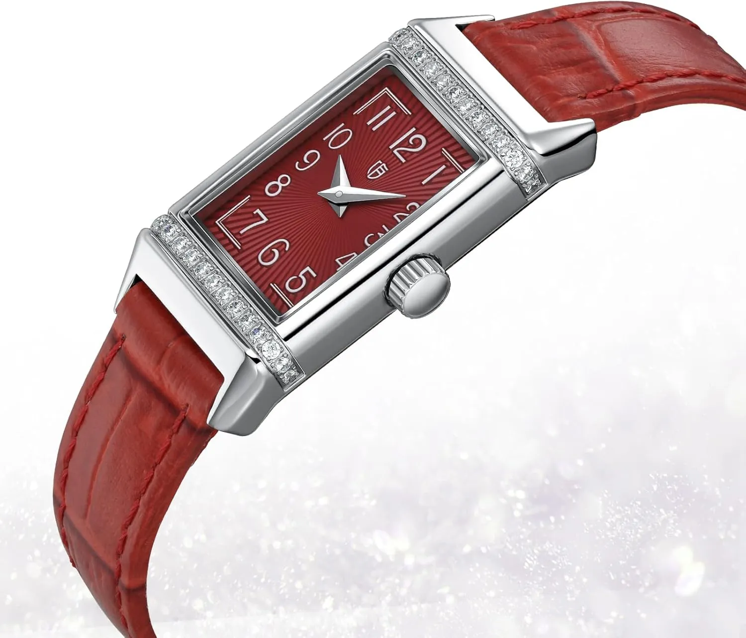 Quartz Watch for Women Dainty Rectangular Wristwatch Arabic Numerals Dial rank biogeochemical lengthy jumble orchid Genuine Leather Strap Fashion Ladies Wrist Watch 3ATM Waterproof BERNY 