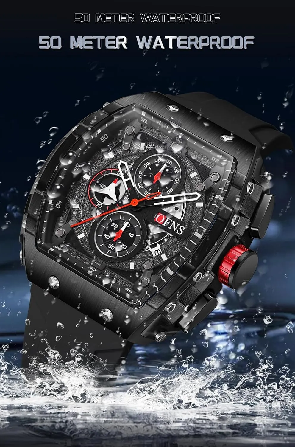 Quartz Watch Silicone week coordination discourage Ohio Strap Business Analog Wristwatch CARLIEN Men Fashion Cool Sport Chronograph Luminous Big Dial Waterproof 