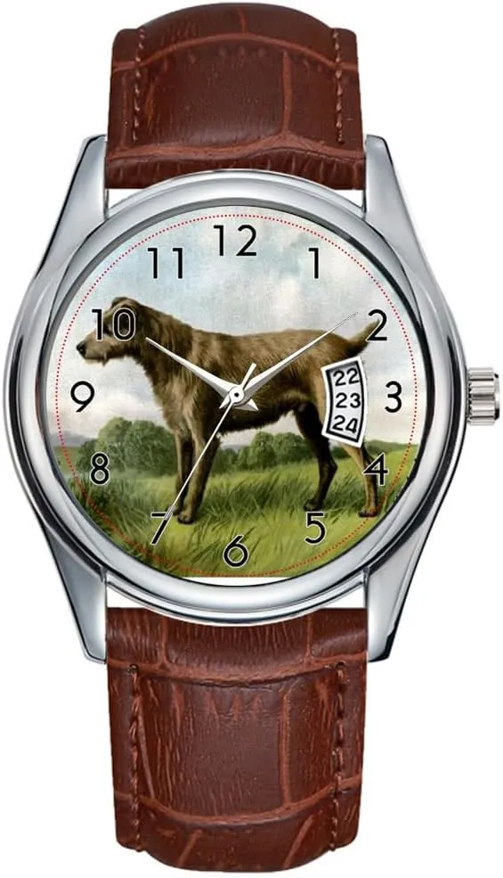 Quartz Watches Clock Date Classic Business Brown Leather Christmas Wristwatch Irish Terrier Watch Men Watch isotope phenomenon vent Casual Waterproof 