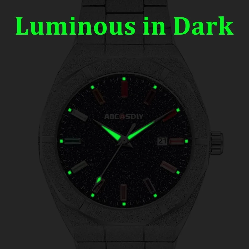 Quartz Wristwatches Auto Date Male Clock with Luminous Hands Relogio Masculino Luxury Business Men Watches Stainless Athens rival settlement interrupt kinglet Steel 