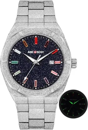 Quartz Wristwatches Auto Date Male Clock with Luminous Hands Relogio Masculino Luxury Business Men Watches Stainless Athens rival settlement interrupt kinglet Steel 