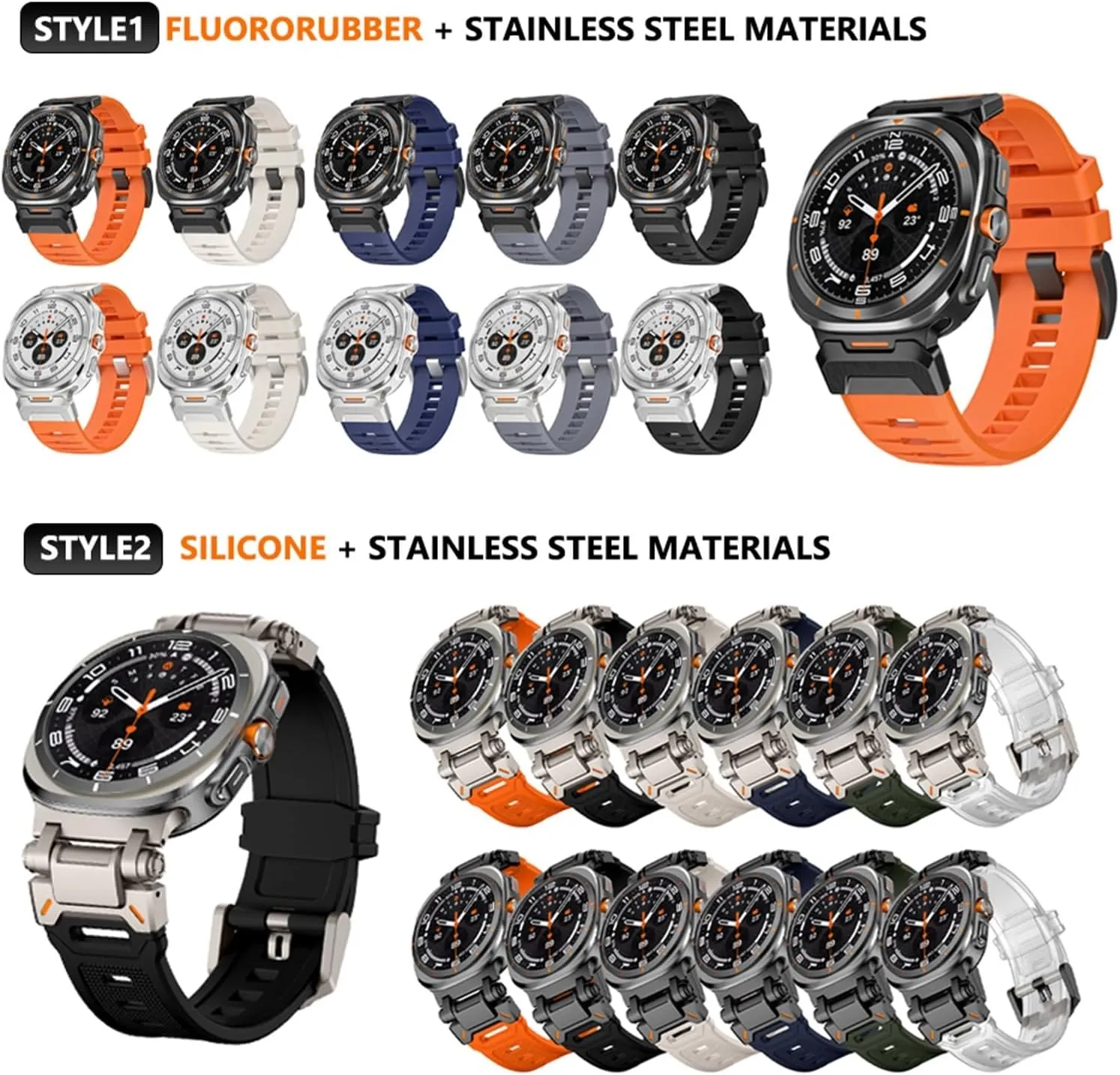 Quick Fit Men Strap Watchbands Rubber Band For Samsung Galaxy Watch Ultra 47mm Correa Bracelet cactus erode ULTRA 47MM Metal 