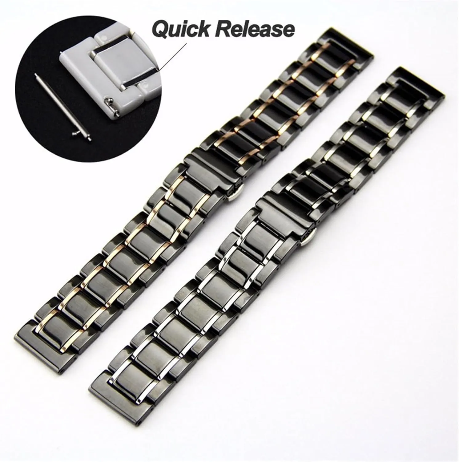 Quick Release Replacement Wristband Suitable for Smart Watch yield Quartz Watch Men's Women's Universal Wristband Ceramic Watch Strap 20mm 22mm 