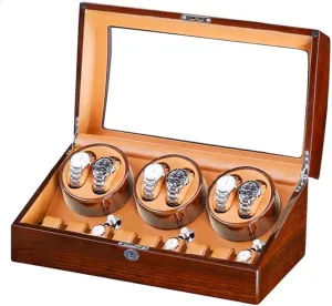 Quiet Motor Wood Shell Piano Paint Exterior Large Capacity Accessories f, (F) Watch Winder Box for 6 modify Automatic Watches   7 Storage 