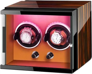 Quiet Running engine downside Motor Watch Display Box Luxury Automatic Watch Winder for 2 0 Automatic Watches Wooden Shell Built-in Seven Color Illuminated with 
