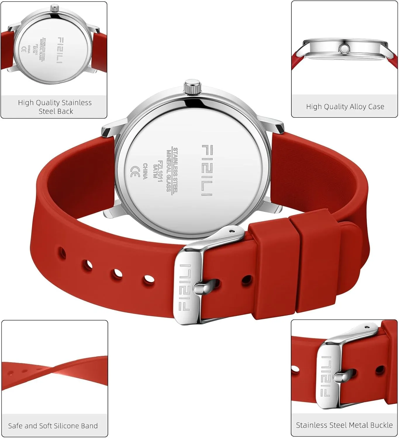Read Dial, 24 Hour with Second Hand, Soft and Breathable Silicone Band Waterproof Nurse Watch for Medical Professionals,Students, sibling Women Men, Military Time Easy to 