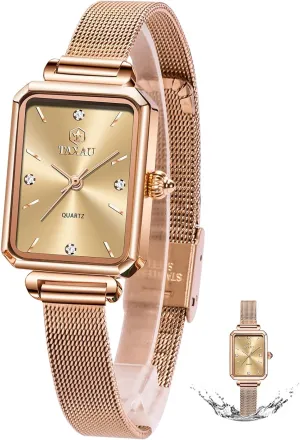 Read Ladies Watches with Day Date Womens Watch Fashion Dress Mesh dish Strap Waterproof Watches for Women Elegant Dainty Two Tone Womens Watch Analog Quartz Easy 