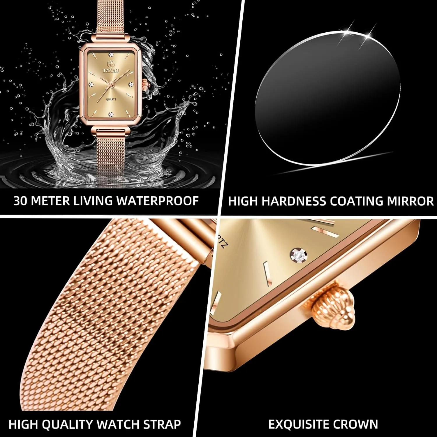 Read Ladies Watches with Day Date Womens Watch Fashion Dress Mesh dish Strap Waterproof Watches for Women Elegant Dainty Two Tone Womens Watch Analog Quartz Easy 