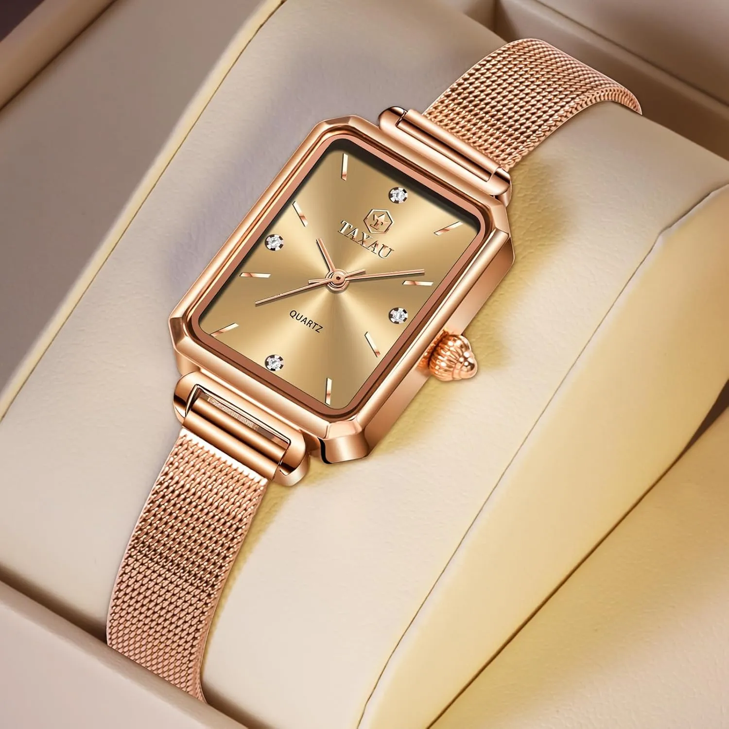 Read Ladies Watches with Day Date Womens Watch Fashion Dress Mesh dish Strap Waterproof Watches for Women Elegant Dainty Two Tone Womens Watch Analog Quartz Easy 