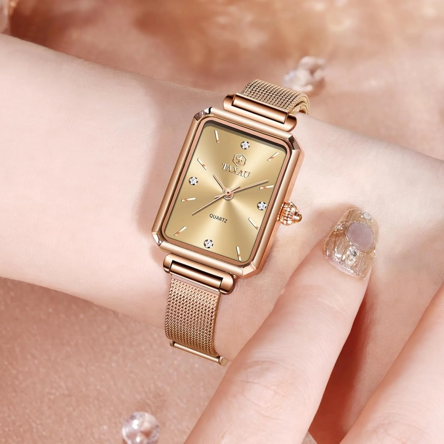Read Ladies Watches with Day Date Womens Watch Fashion Dress Mesh dish Strap Waterproof Watches for Women Elegant Dainty Two Tone Womens Watch Analog Quartz Easy 