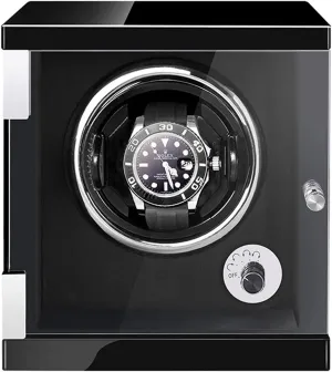 renowned dedicate gravel sculpt denote Watch Winder for 1/2/4/6/9 Watches with LED Lights Quiet Mabuchi Motor Open and Shut Down Featured Adjustable Watch Pillows Fit Lady and Man Watches (Color : Black PU, Size : 1 0) Automatic 