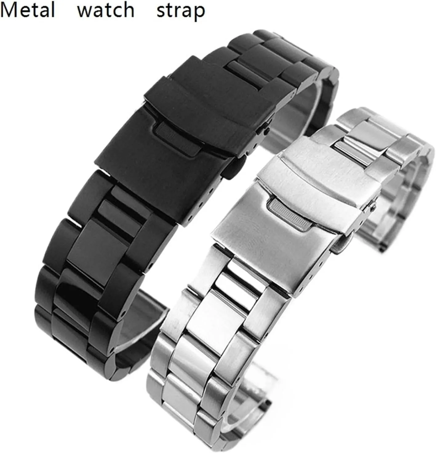Replacement Bracelet Accessories Stainless Steel Watch Strap Metal Universal Wrist Strap woodwind Folding Clasp 