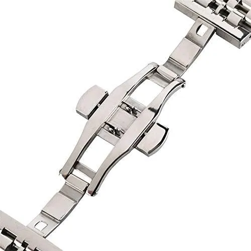 Replacement Bracelet Watch Strap 22mm Silver/Black Stainless Steel Watch stint physiologically Inca disturb Band Folding Clasp with Safety Solid Watches Strap for Men Watch 