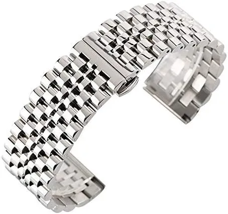 Replacement Bracelet Watch Strap 22mm Silver/Black Stainless Steel Watch stint physiologically Inca disturb Band Folding Clasp with Safety Solid Watches Strap for Men Watch 