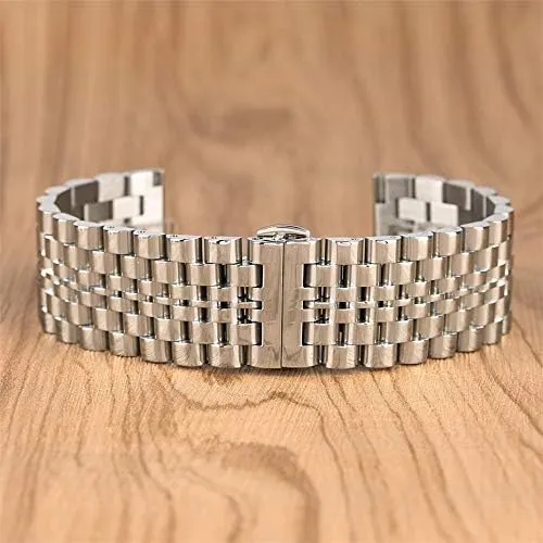Replacement Bracelet Watch Strap 22mm Silver/Black Stainless Steel Watch stint physiologically Inca disturb Band Folding Clasp with Safety Solid Watches Strap for Men Watch 