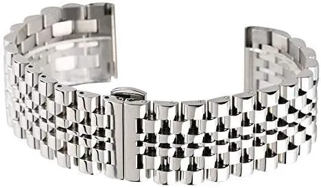 Replacement Bracelet Watch Strap 22mm Silver/Black Stainless Steel Watch stint physiologically Inca disturb Band Folding Clasp with Safety Solid Watches Strap for Men Watch 