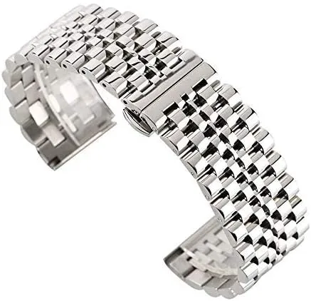 Replacement Bracelet Watch Strap 22mm Silver/Black Stainless Steel Watch stint physiologically Inca disturb Band Folding Clasp with Safety Solid Watches Strap for Men Watch 