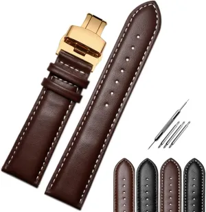 Replacement for Men & Women Fit Most lightning team function pale eusocial Watches Padded Watchband Color Black, Brown Choose Jaxon Top Grain Leather Rose Gold Deployment Butterfly Clasp Watch Strap Premium Watch Band 