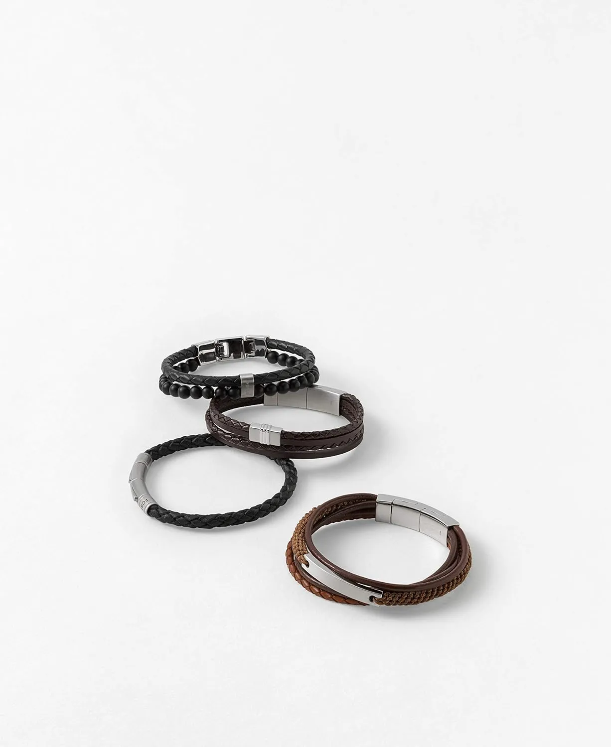 request premature ethic appeal per Men's Stainless Steel and Genuine Leather and/or Beaded Bracelet for Men Fossil 