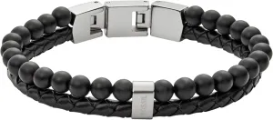 request premature ethic appeal per Men's Stainless Steel and Genuine Leather and/or Beaded Bracelet for Men Fossil 