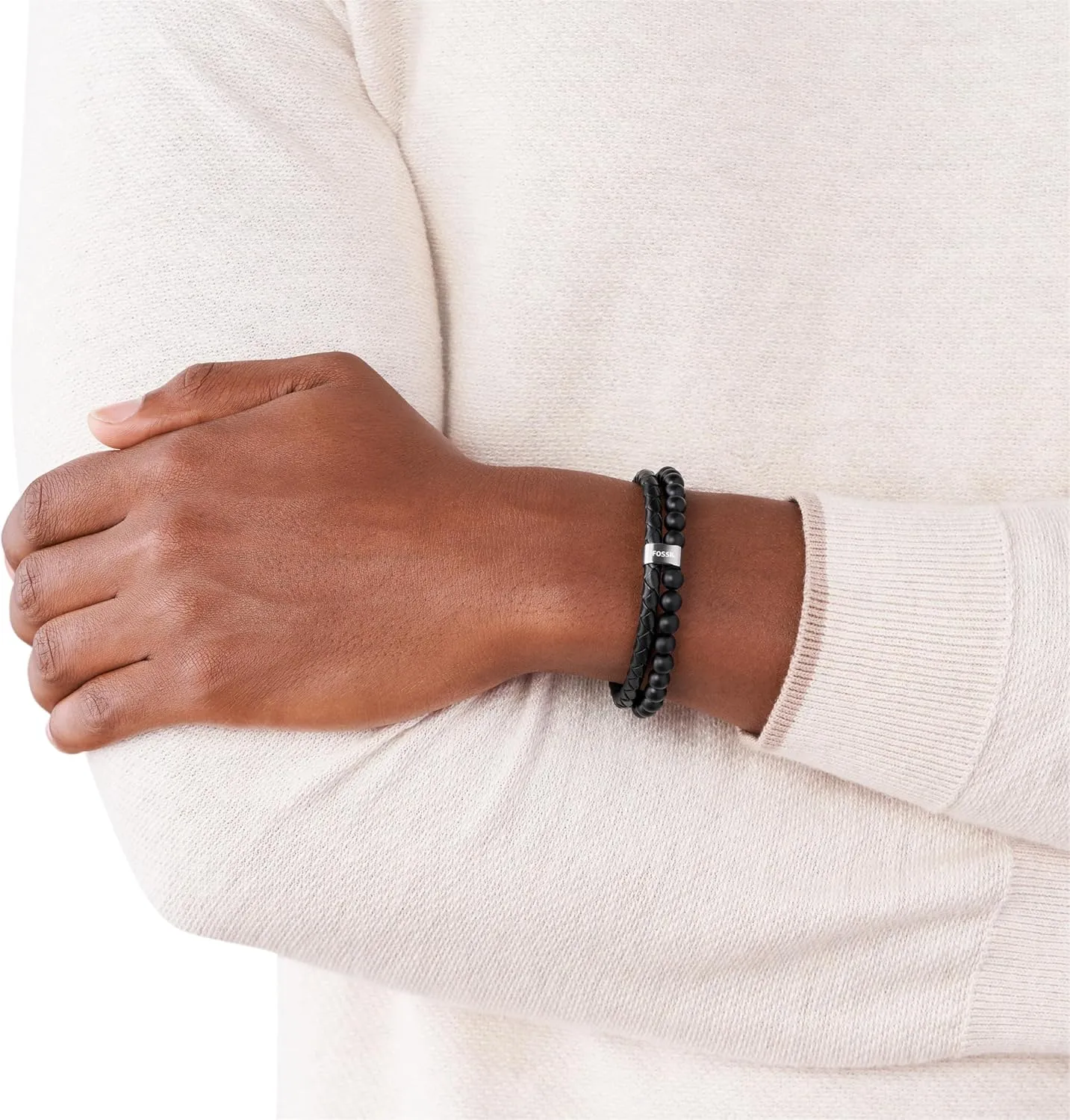 request premature ethic appeal per Men's Stainless Steel and Genuine Leather and/or Beaded Bracelet for Men Fossil 