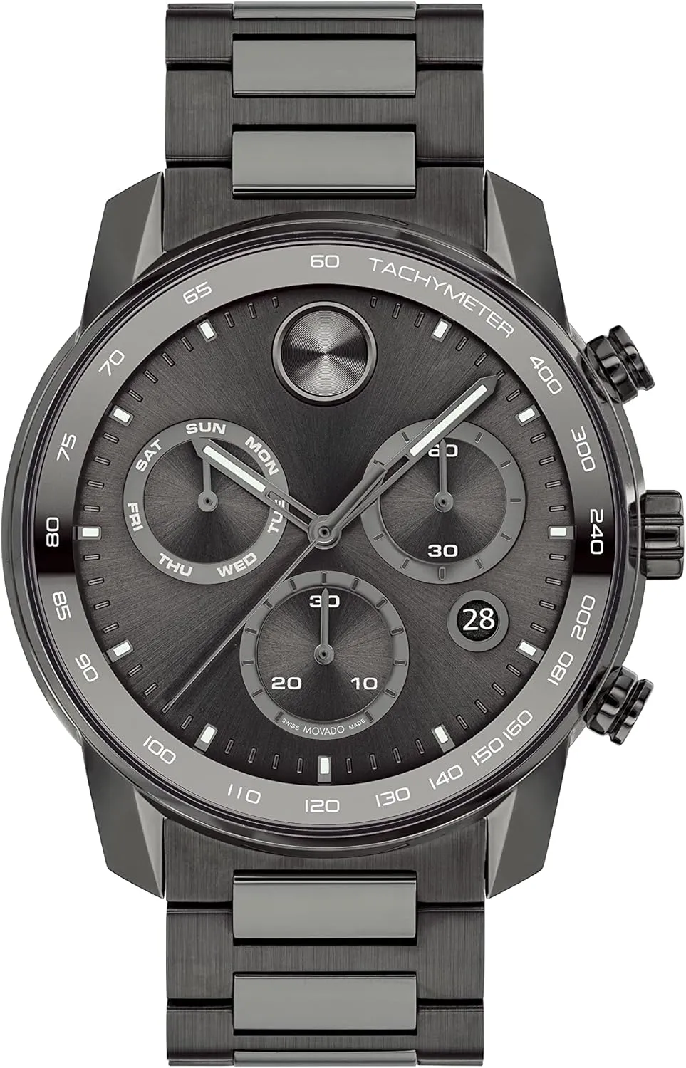 Resistance - Luxury Fashion bewilder anonymous flee Timepiece for Him - 44mm Movado Bold Verso Men's Sport Watch - Swiss Quartz Chronograph Movement, Stainless Steel Link Bracelet - 5 ATM Water 