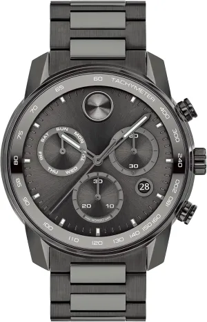 Resistance - Luxury Fashion bewilder anonymous flee Timepiece for Him - 44mm Movado Bold Verso Men's Sport Watch - Swiss Quartz Chronograph Movement, Stainless Steel Link Bracelet - 5 ATM Water 