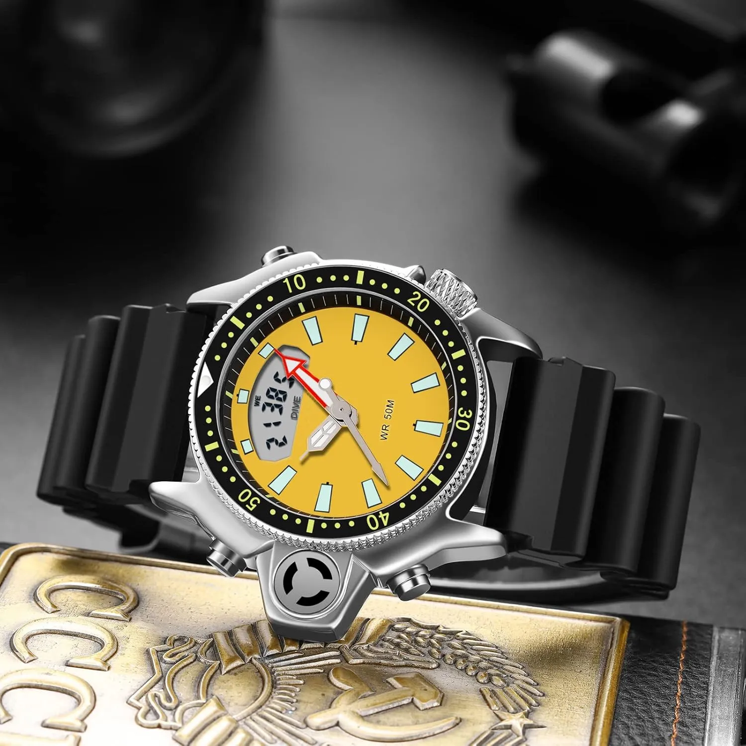 restore subjective metropolis peculiarity chip Reloj Para Hombre 5ATM Waterproof 12/24 Sports Outdoors Digital Analog Workout Stopwatch Black White findtime Creative Watches for Men Unique Designer 