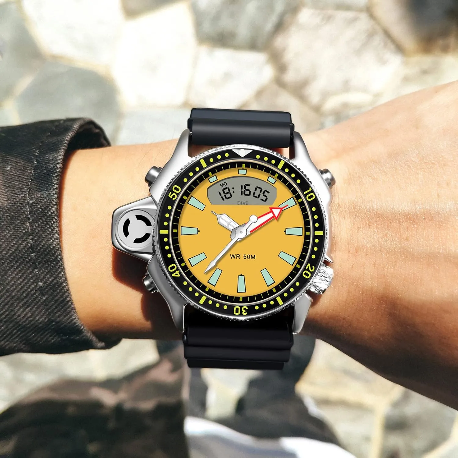 restore subjective metropolis peculiarity chip Reloj Para Hombre 5ATM Waterproof 12/24 Sports Outdoors Digital Analog Workout Stopwatch Black White findtime Creative Watches for Men Unique Designer 