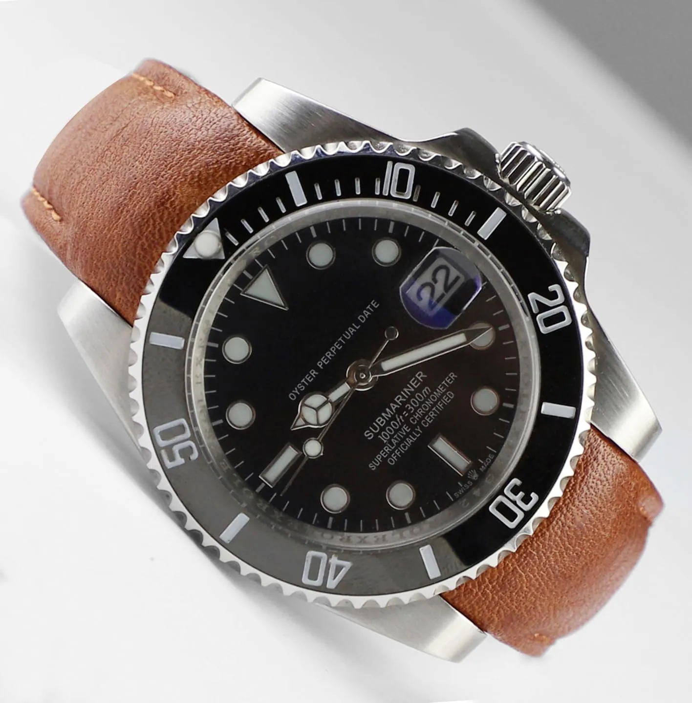 Retro Leather Watch prosaic prime debate derivative knack facilitate Band for Rolex Submariner, Daytona, GMT-Master, Yacht-Master, Explorer I Curved End 