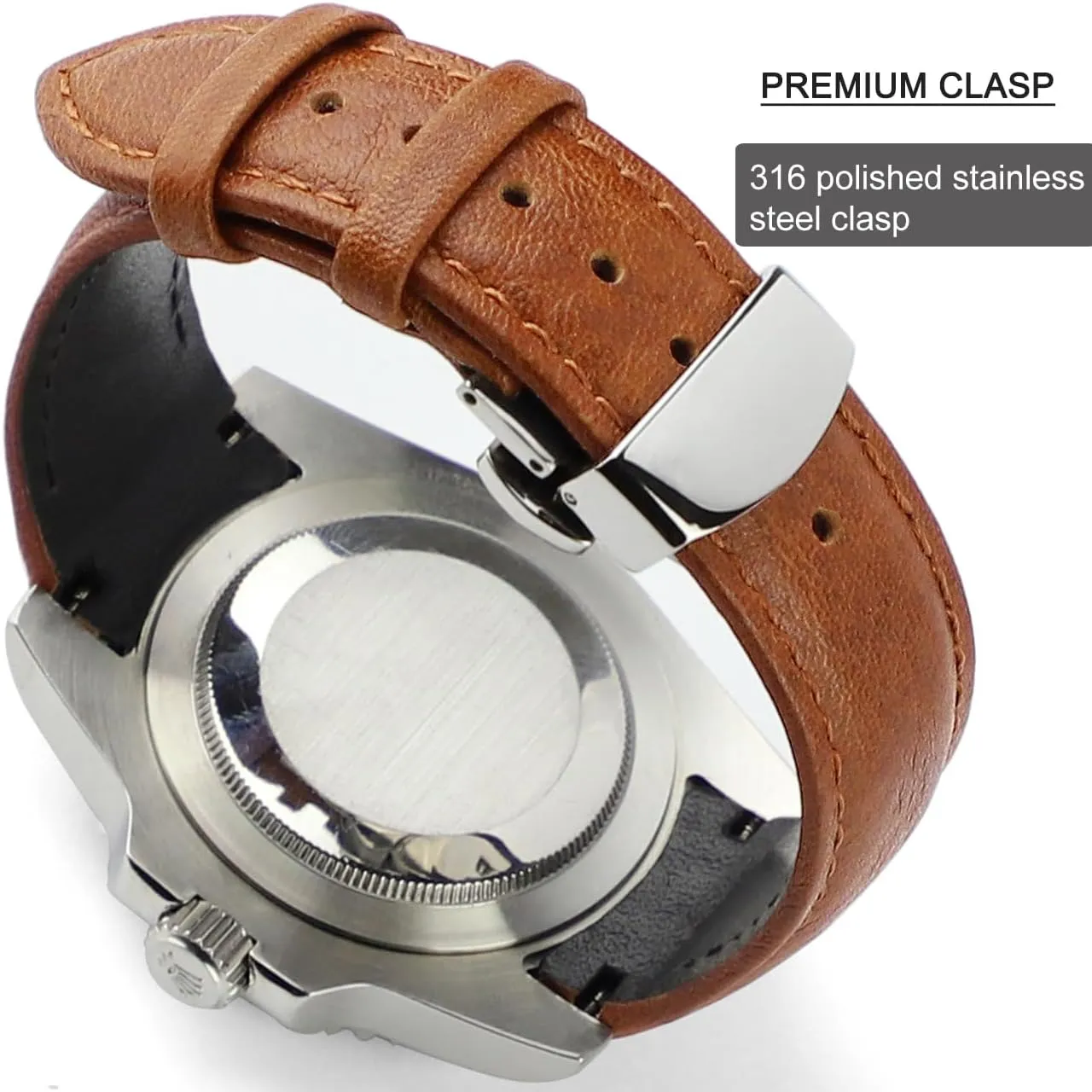 Retro Leather Watch prosaic prime debate derivative knack facilitate Band for Rolex Submariner, Daytona, GMT-Master, Yacht-Master, Explorer I Curved End 