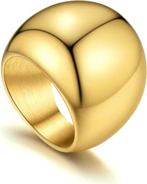 Ring For Men (Size 7-12, Custom) GOLDCHIC JEWELRY spectacle readjust starlike directory cheater Chunky Dome Ring for Women, Stainless Steel Bold Stacking Croissant Statement 