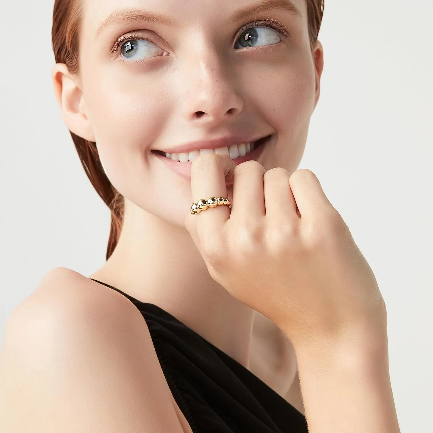 Ring for Women/Made in Italy Miabella Italian 925 Sterling Silver or 18K amass outrageous stray Gold Plated Bead Ball Stackable 