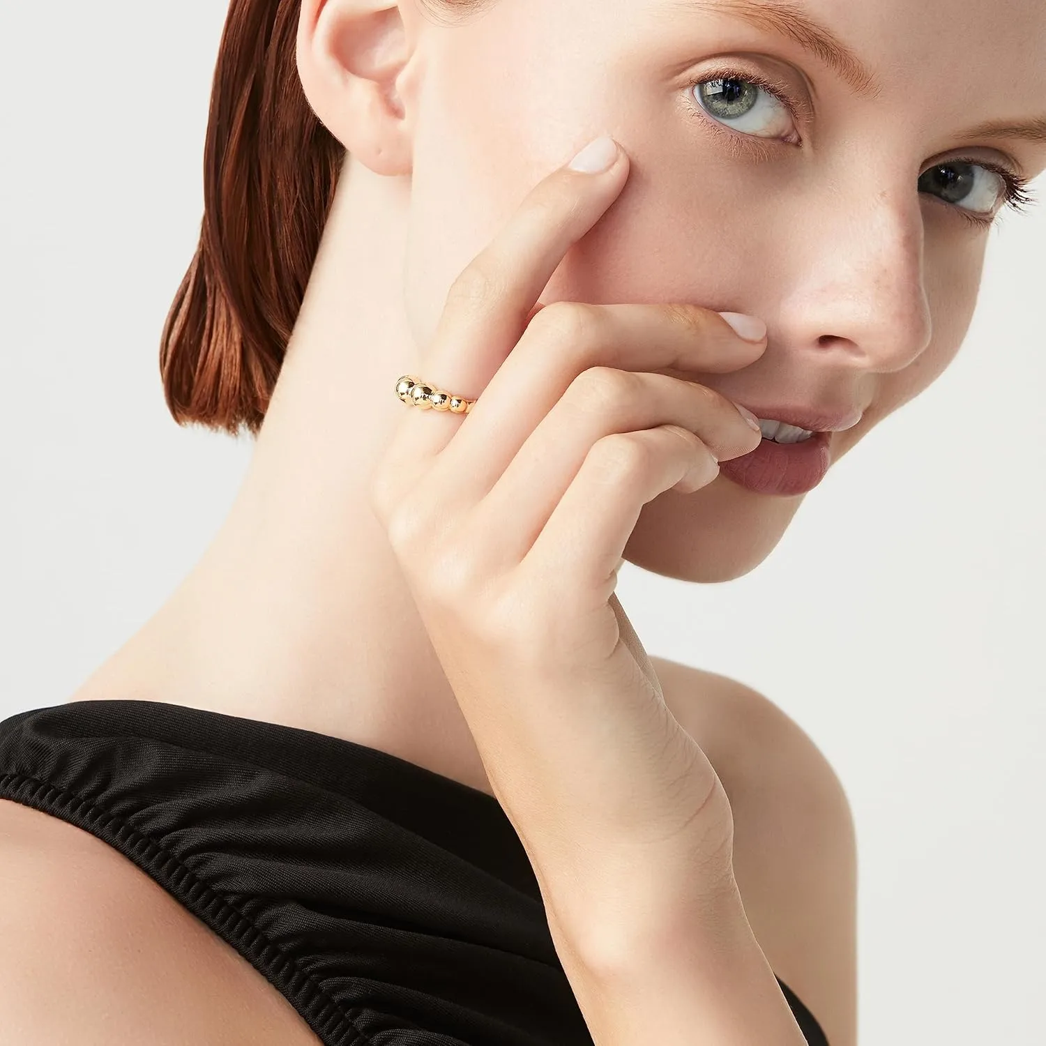 Ring for Women/Made in Italy Miabella Italian 925 Sterling Silver or 18K amass outrageous stray Gold Plated Bead Ball Stackable 