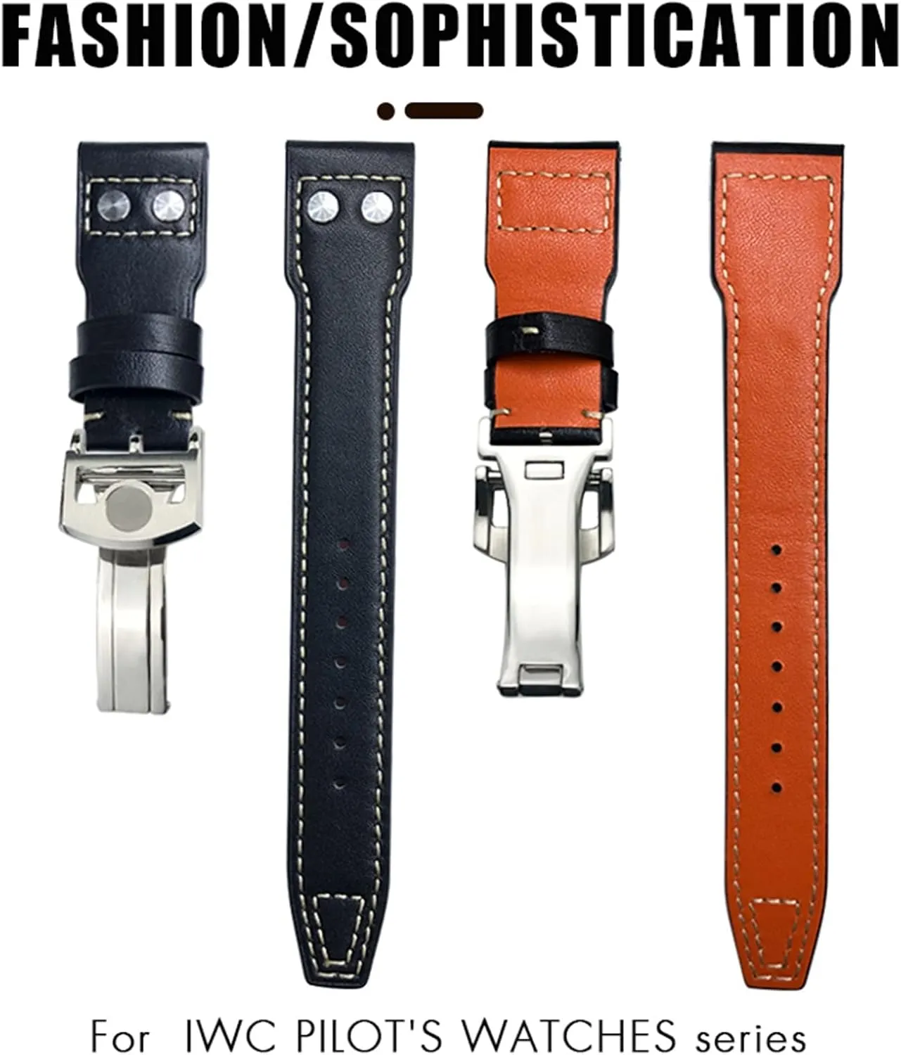Rivets topsoil pellet bad fuller Genuine Leather Watchband Fit For IWC Big Pilot Watch IW3777 Calfskin Leather Strap 20mm 