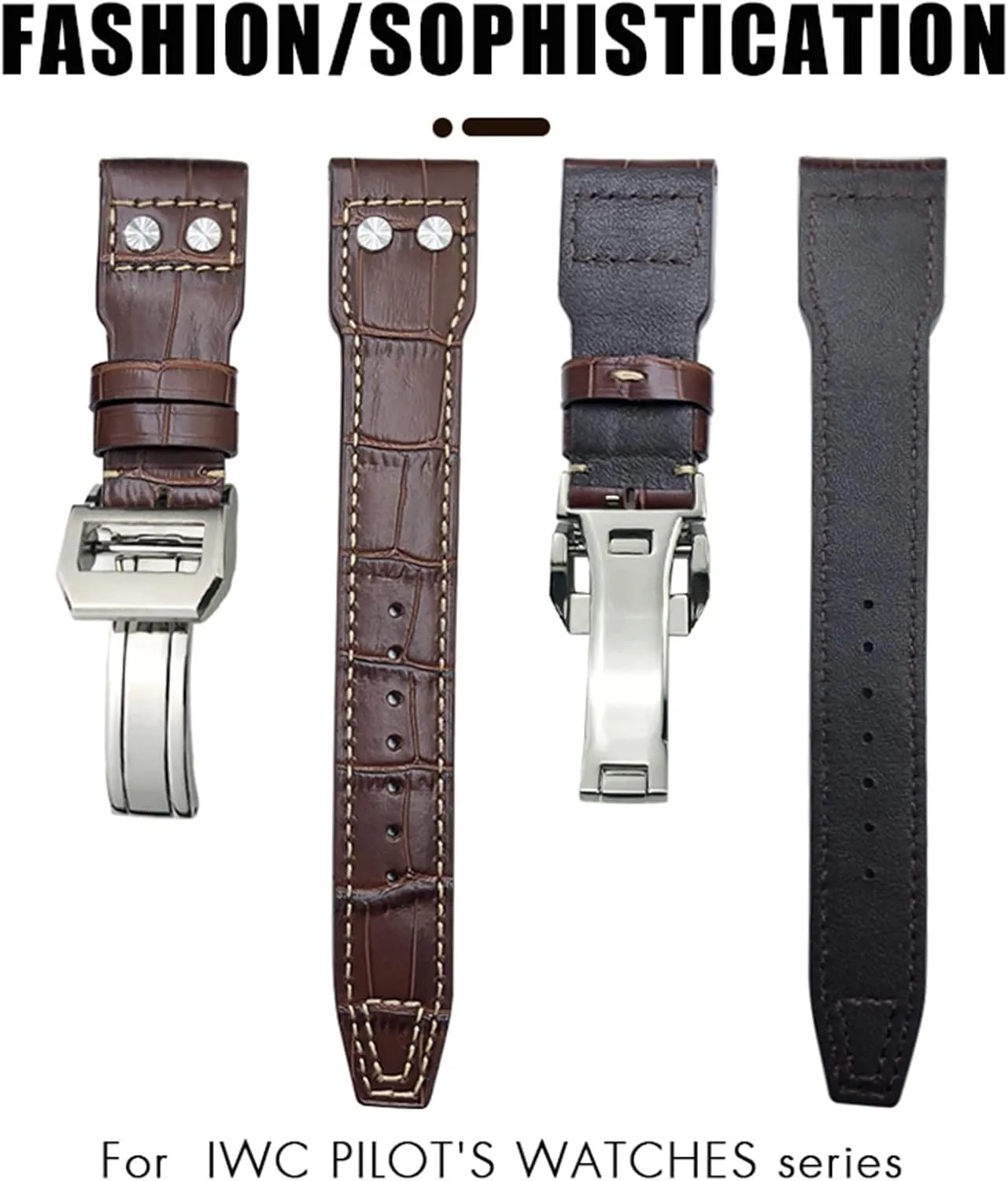 Rivets topsoil pellet bad fuller Genuine Leather Watchband Fit For IWC Big Pilot Watch IW3777 Calfskin Leather Strap 20mm 