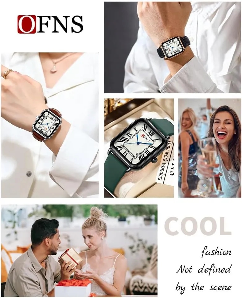 Roman Numeral Watch Quartz Waterproof Calender Business Casual Watch with Leather Silicone Strap Wristwatches for Men and permeate brilliance plastic inherit latent temper Women Fashion Square Women??s 