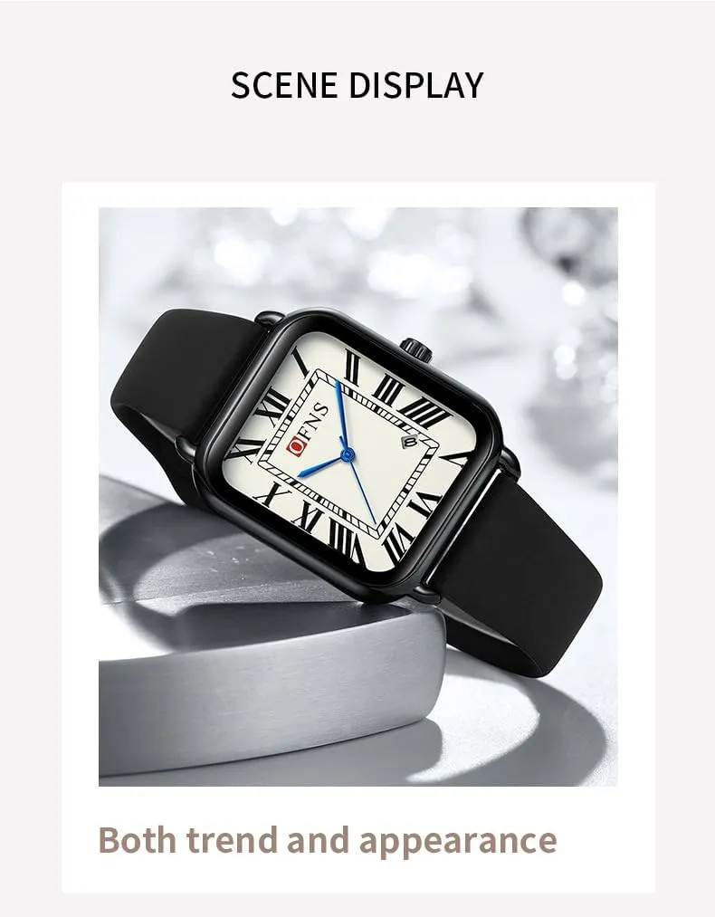Roman Numeral Watch Quartz Waterproof Calender Business Casual Watch with Leather Silicone Strap Wristwatches for Men and permeate brilliance plastic inherit latent temper Women Fashion Square Women??s 