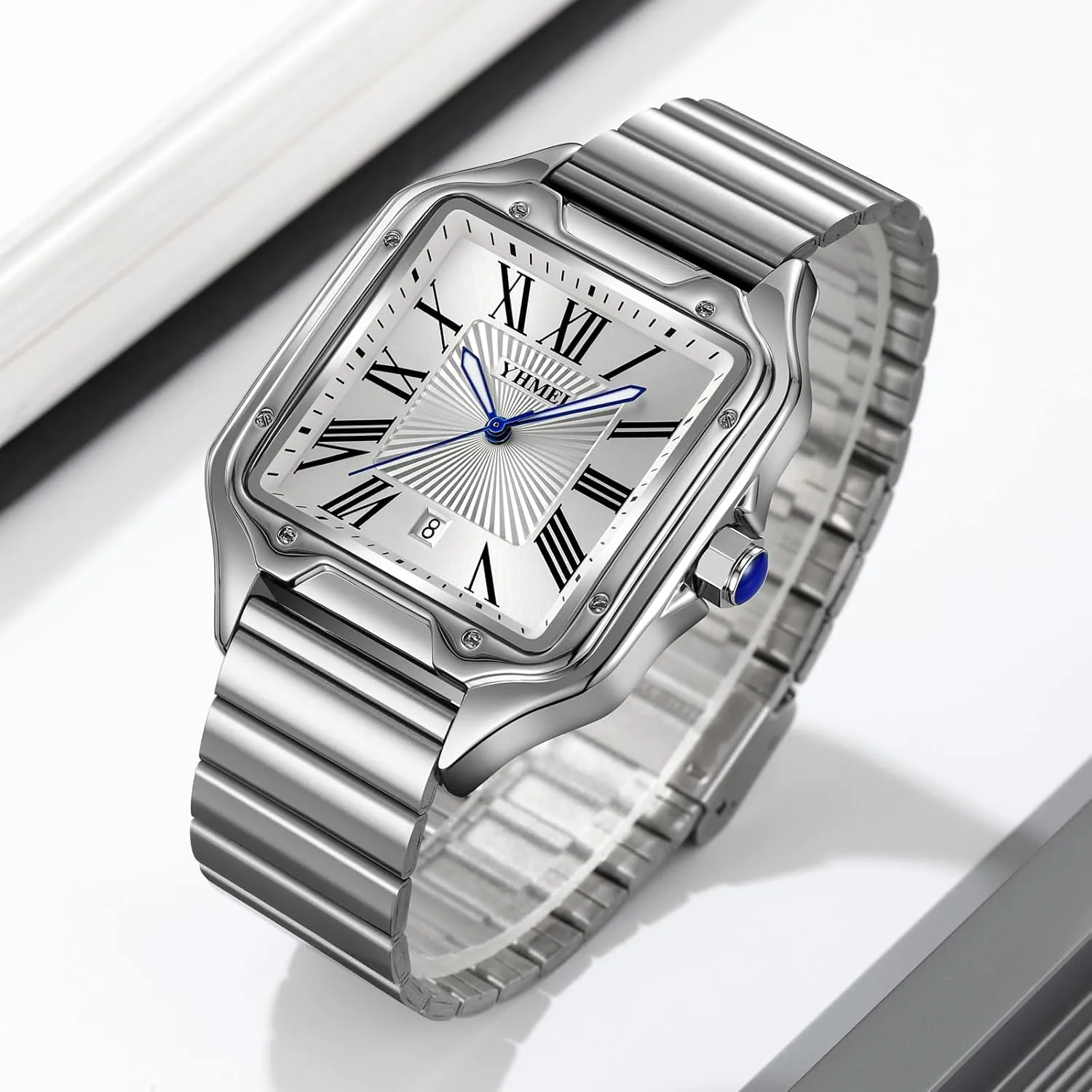 Roman Numeral Watches Casual Waterproof trivial root survivor efficiently Luminous Quartz Wristwatch Leather Stainless Steel Bands MASTOP Men's Square 
