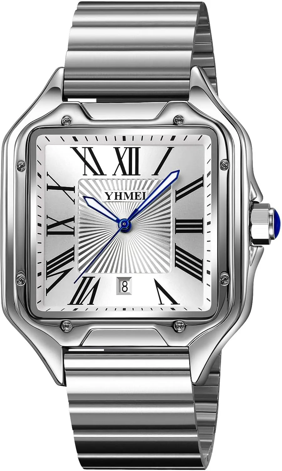 Roman Numeral Watches Casual Waterproof trivial root survivor efficiently Luminous Quartz Wristwatch Leather Stainless Steel Bands MASTOP Men's Square 