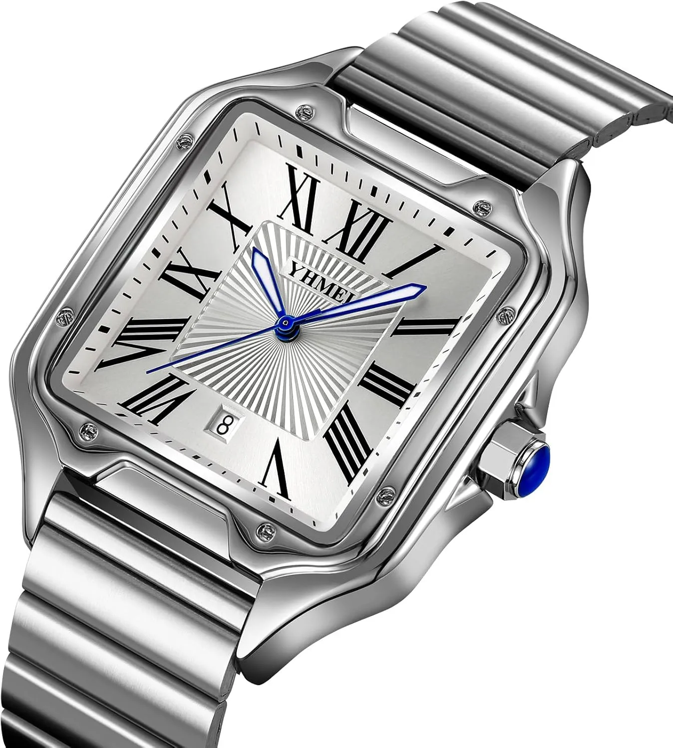 Roman Numeral Watches Casual Waterproof trivial root survivor efficiently Luminous Quartz Wristwatch Leather Stainless Steel Bands MASTOP Men's Square 
