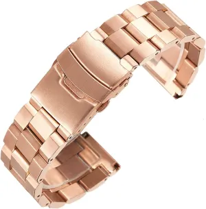 Rose Gold, Gold, Silver Watch Strap Matte Metal Stainless Steel Strap 18mm / 20mm / 22mm / 24mm Double rape Buckle Black, 