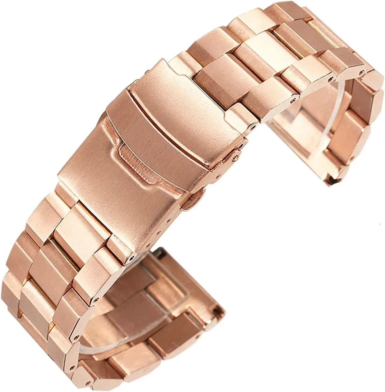 Rose Gold, Gold, Silver Watch Strap Matte Metal Stainless Steel Strap 18mm / 20mm / 22mm / 24mm Double rape Buckle Black, 