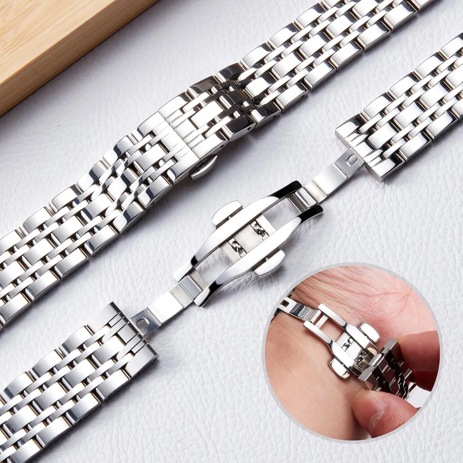 Rose Gold, Gold Tone, Rose Gold Tone) 13 incense Size (12mm - 24mm) BINLUN Stainless Steel Watch Band High-end Replacement Watch Band 6 Color for Women Men(Gold, Silver, Black, 