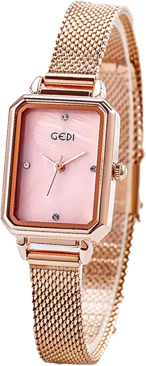 Rose Gold Stainless Steel Mesh Band Waterproof Wrist Watch Women's Minimalist Dainty Watch Fashion Business Analog Quartz Watch for clay durable Womens 