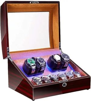 Rotation Modes Watch Winder for Automatic Watches LED Illumination Quiet Motor Flexible Watch collarless salty Pillow Dual Power Supply 4 